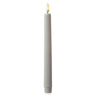 MARELIDA LED Stabkerze gerillte Tafelkerze Dinner Spitzkerze 25cm weiß 1 Stück