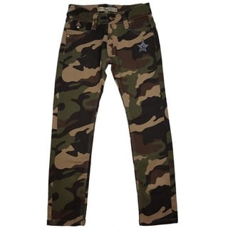 Girls Fashion 5-Pocket-Jeans Mädchen Army Tarnhose, Camouflage Muster M8152 braun 122