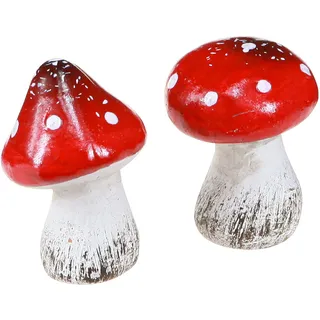 Deko Pilze Fliegenpilze Keramik Rot Weiß Tischdeko Blumenkästen 6er Set, 6