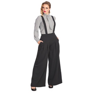 Banned Marlene-Hose Palazzo Diamond Schwarz Vintage Trouser abnehmbare Hosenträger schwarz