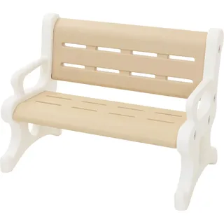 Joyz Kindersitzbank Outdoor Aus Kunststoff, Sitzbank Für Kinder Ab 3 Jahre, Braun-weiß, Kinderbank Wetterfest Mit Armlehnen, Kippschutz & Stecksystem, Kleine Bank Mit 2 Sitzplätze, 81,5x59,5x48 Cm