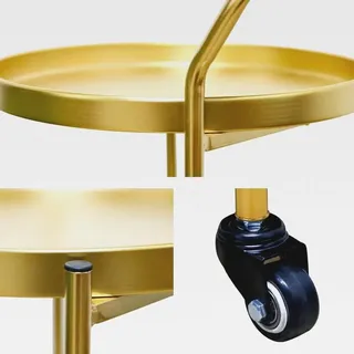 78 cm Hoher 3 Ebenen Rollwagen Barwagen Stabile Aufbewahrung Küchenwagen Metall Servierwagen mit Rädern Feststellbaren Rollen für den Einsatz in... - Gold