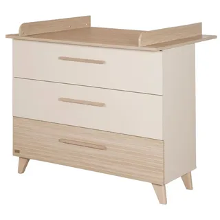 roba Wickelkommode Sidney aus Holz inkl. abnehmbarem Wickelaufsatz - Wickeltisch mit 3 Schubladen inkl. Füßen und Griffen aus Massivholz - Beige