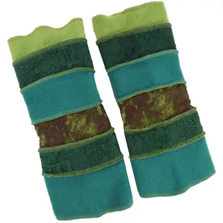 Elfen Handstulpen, Boho Pulswärmer, Fleece mit Spitze | Weiche Pulswärmer aus Fleece, dekorative Overlock, Unisex, ideal für kalte Tage, vielseitig kombinierbar.