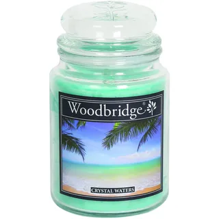 Woodbridge Große Duftkerze im Glas mit Deckel | Crystal Waters | Duftkerze Frisch | Kerzen lange Brenndauer | Raumduft für Zuhause | Kerze 2 Docht