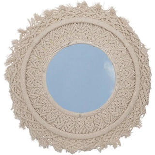 Guru-Shop Dekospiegel Spiegel mit geknüpftem Rahmen, Makramee, rund weiß