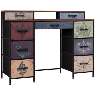 Furnishings Home Schminktisch Frisiertisch Schminkkommode Vintage mit 9 schubladen (1x Schminktisch), 121 x 40 x 91 cm, Nicht -Slip -Tischbein, mit Kippschutzvorrichtung grün