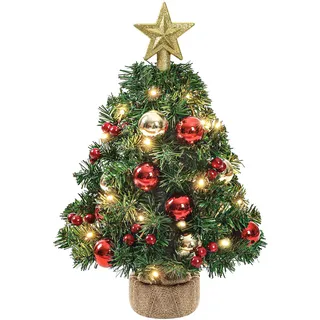 Yorbay Mini Weihnachtsbaum mit 20 warmweiß LEDs 8 Licht Modi, Tannenbaum mit Stern-Baumspitze und Deko Batterie betrieben, für Weihnachten, Advent, ca. 40cm(Mehrweg)