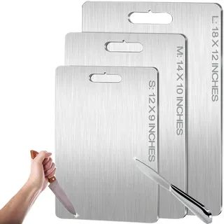 Titan-Schneidebretter – Schneidebretter aus 100 % reinem Titan für die Küche – innovative Hygiene und Haltbarkeit, spülmaschinenfest, ideal für verschiedene Kochaufgaben (35,6 x 25,4 cm)