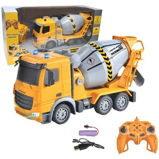 Lexibook, Crosslander® pro RC Betonmischer, Ferngesteuerter LKW-Kreisel, Lichteffekte, 360° drehbarer Tank, wiederaufladbar, RCP15LXB, Gelb