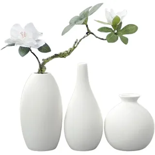 HIBNOPN Dekovase 3er Set Kleine Deko Vasen aus Keramik Blumenvasen im Boho Look (3 St)
