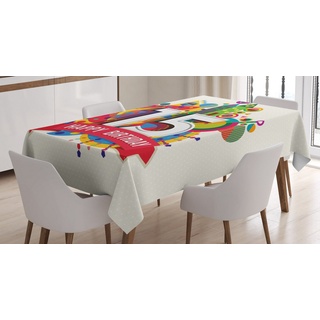 Abakuhaus Tischdecke Farbfest Waschbar Für den Außen Bereich geeignet Klare Farben, Spaß Geburtstag Fifteenth bunt 140 cm x 240 cm