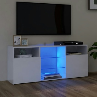 vidaXL TV-Schrank mit LED-Leuchten Hochglanz-Weiß 120x30x50 cm
