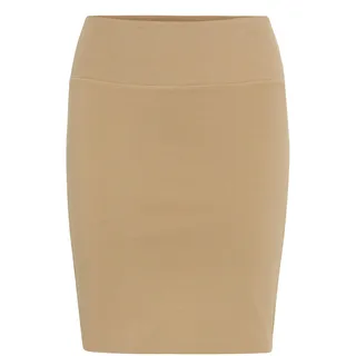 KAFFE Rock Penny Damen Rock Knielang Midirock Jersey Pencil Penny Skirt Strechy Bleistiftrock L, Tannin - L