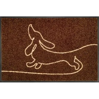 wash+dry Fussmatte Daydreamer, Braun, Textil, Hund, rechteckig, 40x60 cm, Oeko-Tex® Standard 100, schmutzabweisend, für Fußbodenheizung geeignet, rutschhemmend, pflegeleicht, Teppiche & Böden, Fuß & Stufenmatten, Fußmatten und Schmutzfangmatten