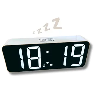 CLOXON LED Wecker digital mit großer Anzeige Digitaler Wecker Weiss Nachttischwecker USB aufladbar mit Datumsanzeige Temperatur Zwei Alarme 12/24 HR