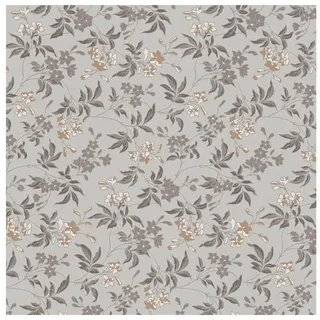 Profhome Vliestapete 390632-GU Blumen Tapete Floral matt grau gold-braun schwarz, glatt, (1 Rolle, 5,33 qm), Vliestapete, grau grau 0.53 m x 10.05 m