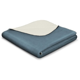 Biederlack Wohndecke BASIC blue-ecru - blau