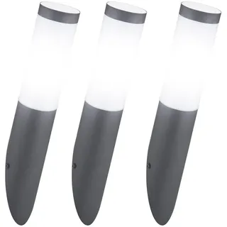 ETC Shop Außenwandleuchte Edelstahl 3er Set inkl. LED Leuchtmittel anthrazit