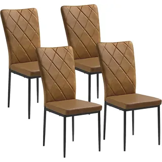 Woltu Esszimmerstuhl (Set, 4 St), Küchenstuhl Kunstleder, mit hoher Rückenlehne beige|braun 42 cm x 94.5 cm x 59 cm