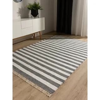 benuta basic Tom Kurzflorteppich 60 x 100 cm Grau/Weiß