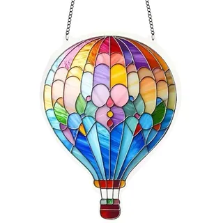 Heißluftballon Hängende Origination - Heißluftballon Sonnenfänger, 2D Acrylgarten Außenverzierungen hängende Ballon Fensterdekorationen für Terrassentür Hochzeit Hofschrank Wand