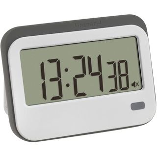 TFA Dostmann Digitaler Timer mit Stoppuhr und Wecker, 38.2052.02, bis 23h/59min/59s, mit Öse für Umhängeband, Hausaufgabentimer, Kurzzeitwecker, mit LED Warnlicht und 2 Lautstufen, magnetisch, weiß
