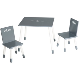 roba® Kindersitzgruppe Kindermöbel Set, (3-tlg), 2 Kinderstühlen & 1 Tisch, Holz, lackiert grau kidtini GmbH