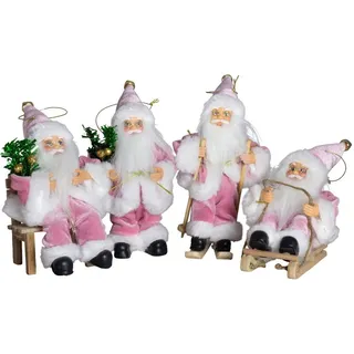 Christmas Paradise Weihnachtsmann 18cm, 4 Stück im Set, viele Farben/Modelle zum Aufhängen (Geschenkset, 4 St., Baumschmuck Anhänger), Weihnachtsdeko