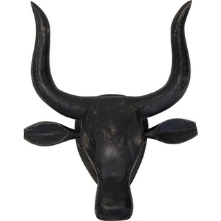 Trademark Wanddekoobjekt Dekorativer Stierkopf aus schwarz lackiertem Holz (1 St) schwarz