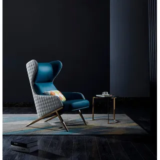 JVmoebel Sessel Stilvolles Design Couch Sofa Relax Leder Lounge Club Polster Sitzer, Made in Europa blau|grau