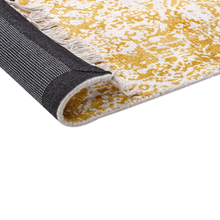 Teppich Viskose senfgelb / beige 160 x 230 cm orientalisches Muster Kurzflor BOYALI