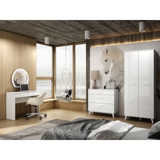 Feldmann-Wohnen Schlafzimmer-Set Secco, (Set, 1 Kleiderschrank - 1 Kommode - 1 Schminktisch) weiß