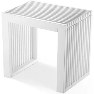 Hocker & Sitzbank aus Bambus Weiß – Stabiler Holzhocker für Flur, Bad, Küche & Schlafzimmer 45x33x43 cm – Kleiner Sitzhocker Holz als Badezimmer Hocker, Bettbank oder Küchenbank bis 250 kg belastbar