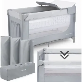 OEM Moby-System 3-in-1 Reisebett mit Wickeltisch und Matratze - Mobil und faltbar - Grau