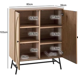 FineBuy Sideboard 80 x 103 x 39 cm Braun