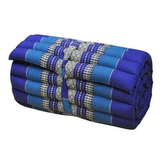 Kapok Thaikissen, Yogakissen, Massagekissen, Kopfkissen, Tantrakissen, Sitzkissen - Blau (Rollmatte schmal - 55x5x180)