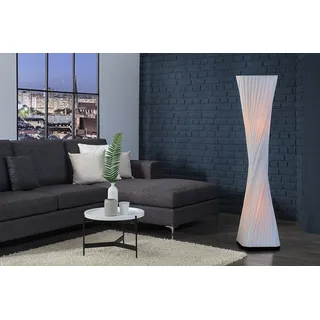 Stehlampe 120cm Retro Design Latex Schirm Wohnzimmer Weiß