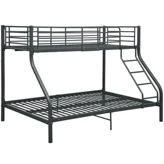 vidaXL Etagenbett Stockbett Bettgestell Metallbett Bett Hochbett Kinderbett Doppelstockbett Schlafzimmerbett Schwarz Metall 140x200cm 90x200cm