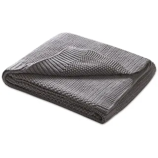 Wometo Babydecke Strickdecke Oeko-TEX Wolle-Look grau 70x100
