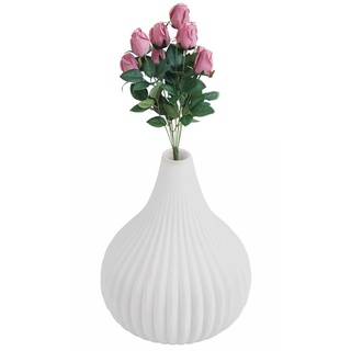 ASHATA 10,8cm Weiß Vase Keramik Vasen Blumenvase Deko Dekoration, Moderne Keramikvase Schöne Blumenvase für Wohnzimmer Schlafzimmer Hochzeit Ornament Dekoration(Klein/Weiß)