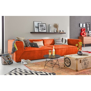 Big-Sofa TOM TAILOR HOME "BIG CUBE" Sofas Gr. B/H/T: 240 cm x 66 cm x 122 cm, Samtstoff TSV, ohne Sitztiefenverstellung, orange (saffron tsv 17) XXL Sofas