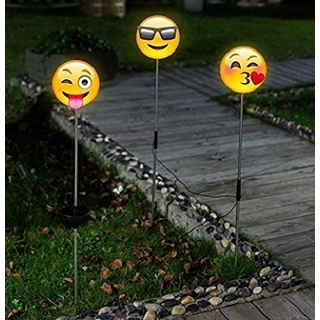 Solar Stableuchte „Happy Face“ 3er Set, außergewöhnliche Gartendeko, Solarlampe, Solarleuchte, Gartenstecker.