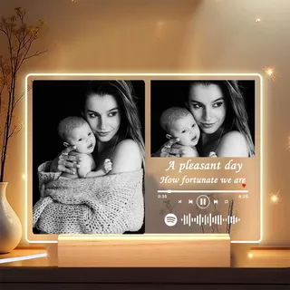 LANHUIYY personalisierte Fotorahmen Anpassung, Paar, Hochzeit, Familie, Song Cover Glas Foto aus Acrylglas - Personalisiertes Geschenk mit eigenem Bild im Spotify Musik Cover Design (A2, 15X22CM)