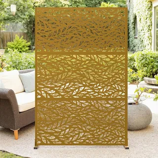 Crevyteg Gartensichtschutz, 182 cm H x 120 cm B, dekorativer Metall-Trennwand, freistehender Zaun, Terrasse, Schutzgitter für den Außenbereich, Hinterhof, Balkon, Terrasse, Garten, F
