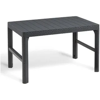 ALLIBERT Lyon Lounge Tisch anthrazit, Gartentisch, höhenverstellbar, Esstisch - Rattanoptik, Outdoor