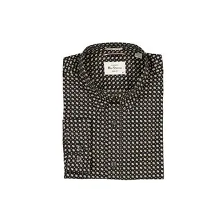 Ben Sherman Herren Hemd schwarz gemustert, schwarz, Herbst/Winter 2025/2026