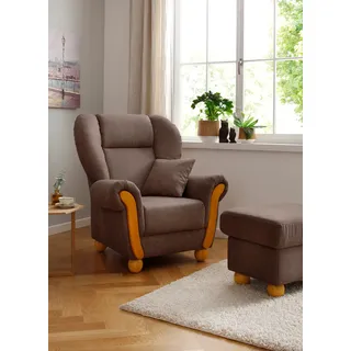 Home Affaire Hochlehnsessel Milano Vintage 100 x 105 x 93 cm Braun mit Zierkissen