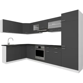 VCM Winkelküche L-Form 505 cm Weiß/Anthrazit