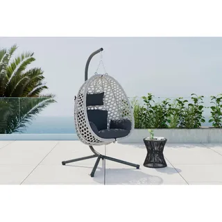 Ambia Garden Hängesessel, Grau, Dunkelgrau, Metall, Kunststoff, Textil, Füllung: Polyester, 95x197x95 cm, Gartenmöbel, Hängesessel